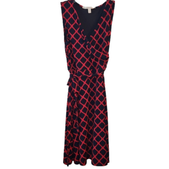 41 Hawthorne Kassidy Blue & Pink Faux Wrap Dress Medium - Picture 2 of 6